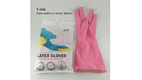 Flocklined Latex Gloves 1 Pair Pink