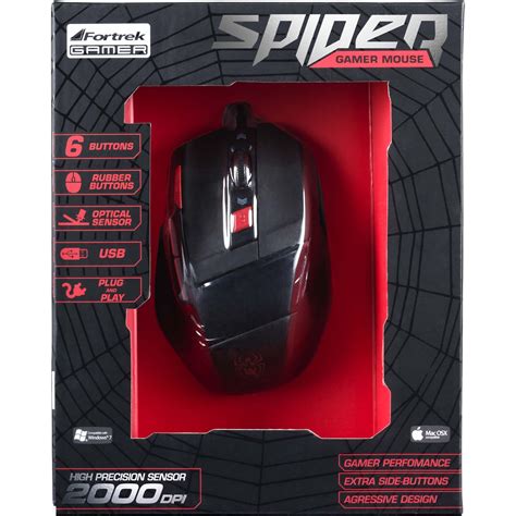 Mouse Gamer SPIDER OM 701 Preto Vermelho FORTREK Mundomax