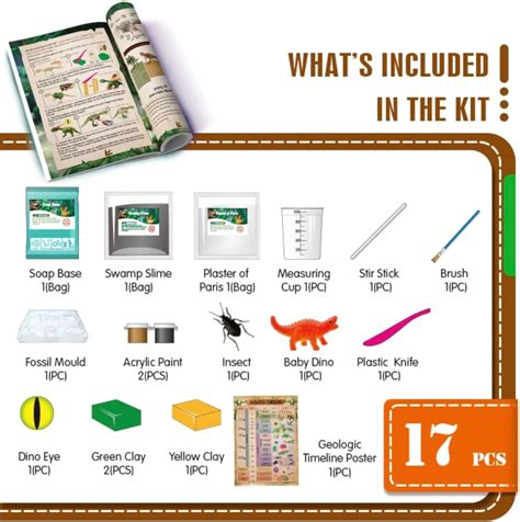 Kit de dinosaurio para niños con pintura de limo y jabón paleontología