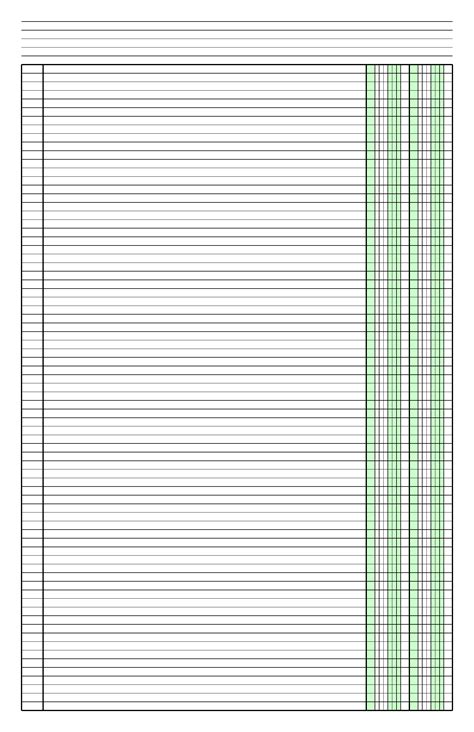 Columnar Paper With Two Columns On Ledger Sized Paper In Portrait