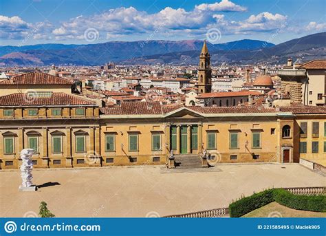 View Of Palace Of Pitty With Garden And Skyline Of Florence Italy