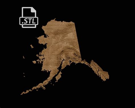 State of Alaska Topographic Map 3D Model File Stl File for CNC Milling and 3D Printing 3D Map ...