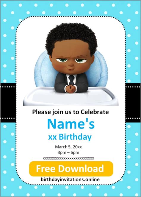 Boss Baby Invitations templates – Birthday Invitations