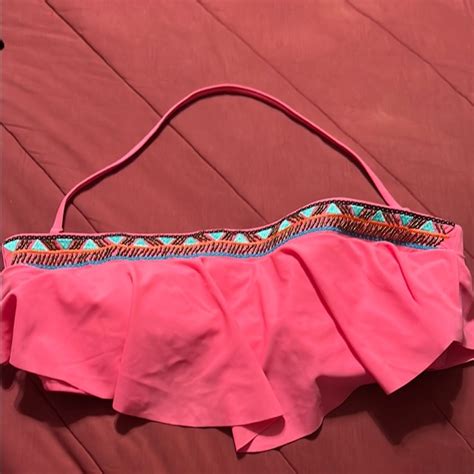 Hobie Swim Hobie Xl Hot Pink Bikini Top With Native Beading On Front Band Poshmark