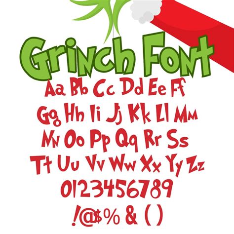 Grinch Font SVG, PNG, Otf Ttf, Christmas Grouch Alphabet Whoville Type ...