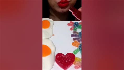 Asmr Rainbow Party 🌈🦪🍒🍡🥝🍹🧁🍎🍭🍶 Jelly Gammy Popping Candy Mukbang No