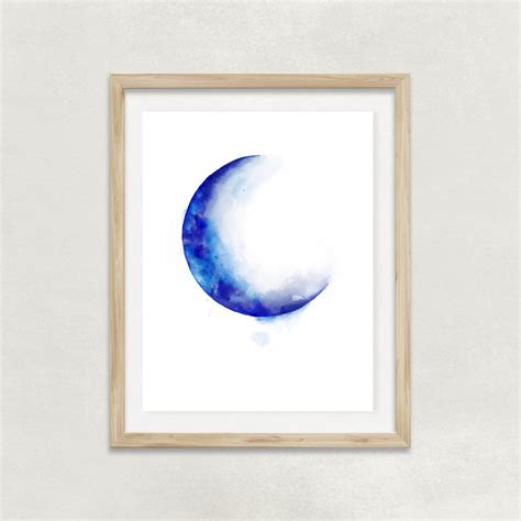 Mond Druck Aquarell Mond Halbmond Kunst Celestial Printable