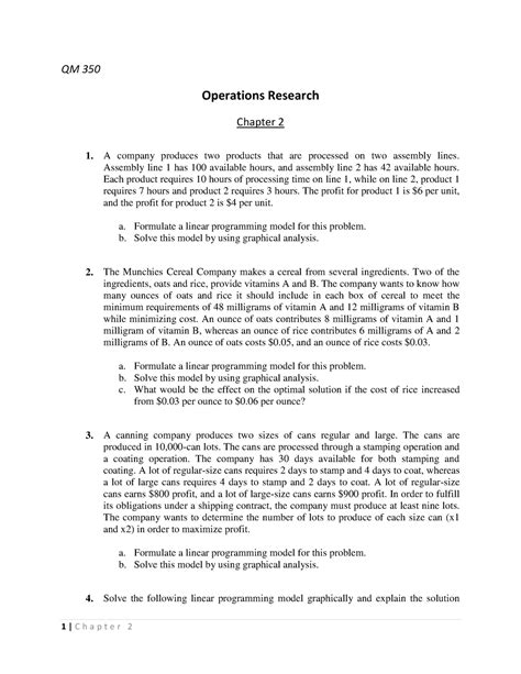 Hw Chap All Another Tutorial Qm Operations Research Chapter