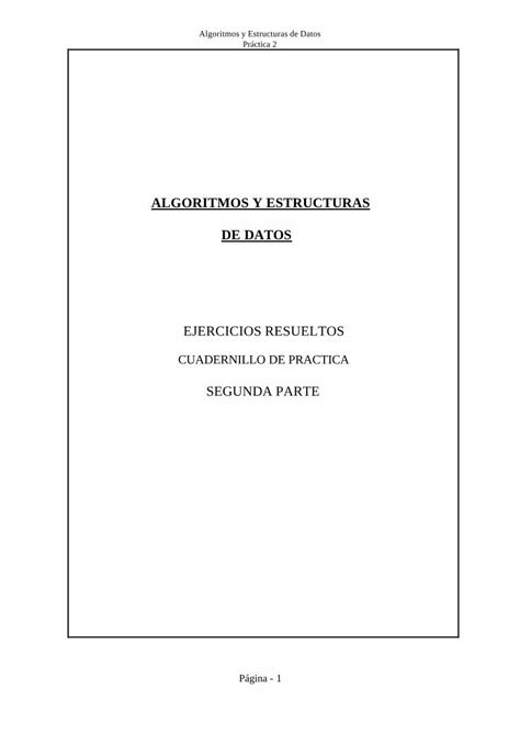 Pdf Algoritmos Y Estructuras De Datos Ejercicios Resueltos