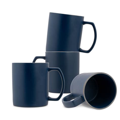 Elanze Designs Solid Navy Blue 13 Ounce Glossy Ceramic Coffee Mugs Pack