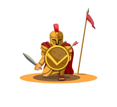 Spartan Warrior Hold Shield And Defending Pose Figure Character Concept