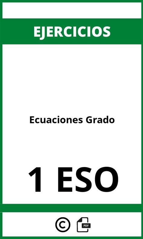 Ejercicios Ecuaciones 1 Grado 1 ESO PDF