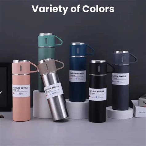 Stainless Steel Ml Vacuum Flask With Cups Gift Set Company Logo