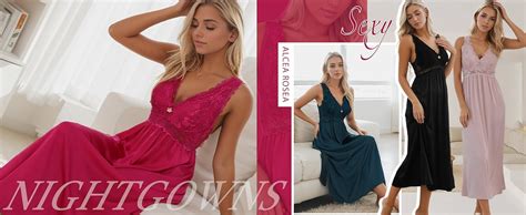 Alcea Rosea Womens Lingerie Satin Long Nightgown Sexy Chemise Lace V Neck Sleepwear For Women