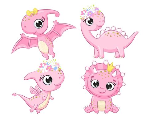 Cute Baby Dinosaur Clipart Png Eps Dino Girl Party Etsy