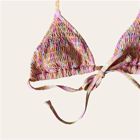 H M Pastel Floral Triangular Bikini With Adjustable Depop