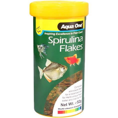 Aqua One Spirulina Flakes 52g Herbivorous Aquarium Fish Food Cichlids ...
