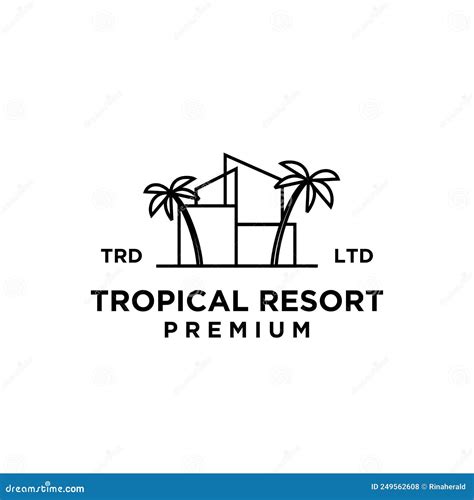 Tropical Resort Vector Logo Design Template Stock Illustration