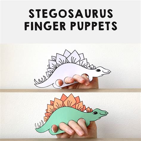 Stegosaurus Finger Puppet Printable Dinosaur Coloring Paper Craft