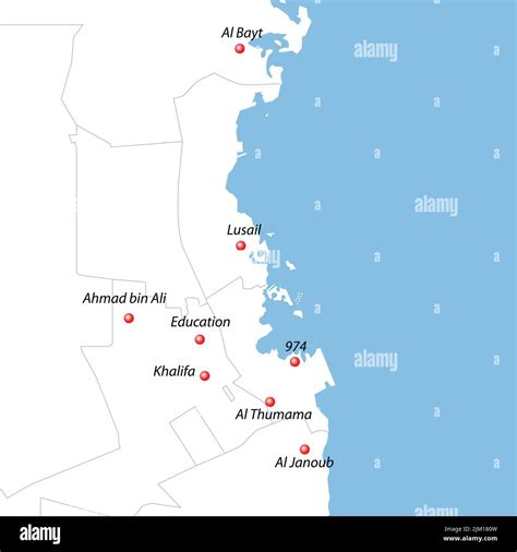 Map Of Qatar With World Cup 2022 Host Stadiums Stock Vector Image And Art