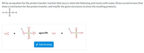 Solved Write an equation for the proton transfer reaction | Chegg.com