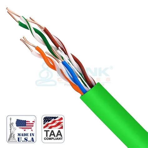 ETL Listed Green Plenum Cat6 1000ft Solid Pure Bare Copper Cable Monk