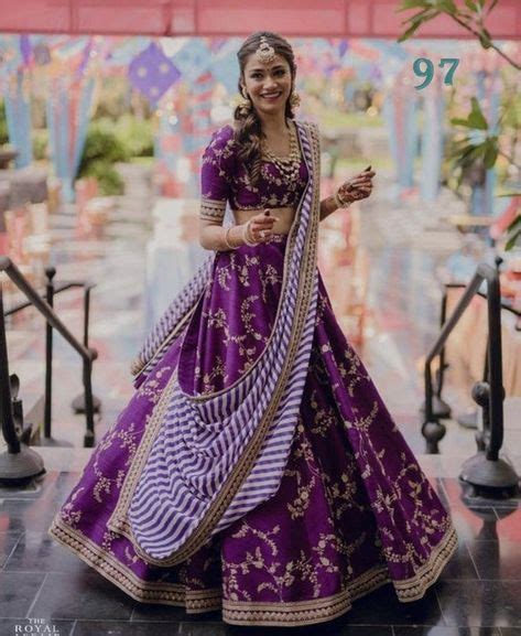 Purple Violet Colour Embroidery Work Lehenga Choli With Stripes