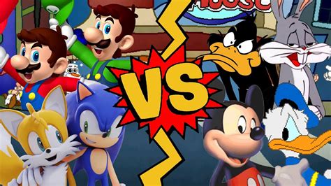 M U G E N Battles Mario Luigi Sonic Tails Vs Mickey Mouse Donald Duck