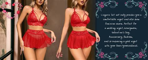Amazon Gieauau Sexy Lingerie For Women Naughty Piece Bralette Mini Skirt With G String