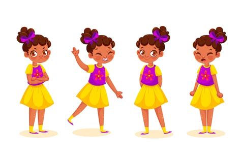 Free Vector Flat Hand Drawn Black Girl In Different Poses