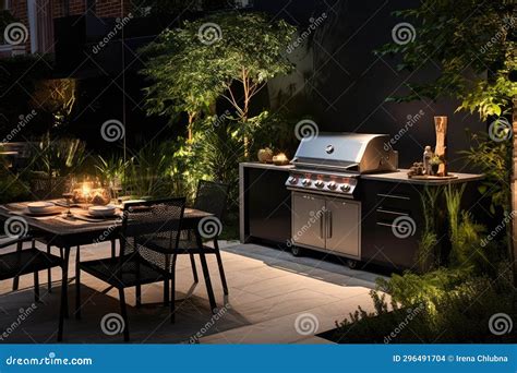 Outdoor Kitchen with a Stainless Gas Grill. Generative AI Stock ...