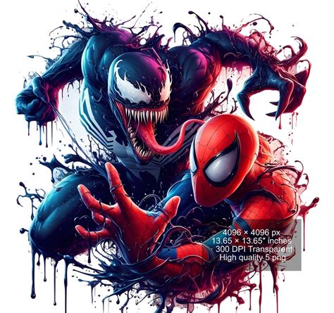 Venom Spiderman Splash And Watercolor Digital Design PNG File For