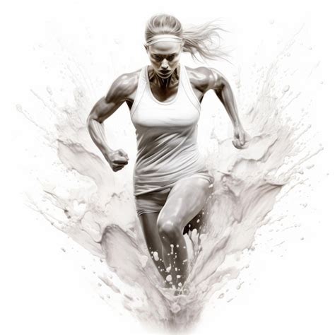 Premium Photo Attractive Woman Running Through Splash Realistic