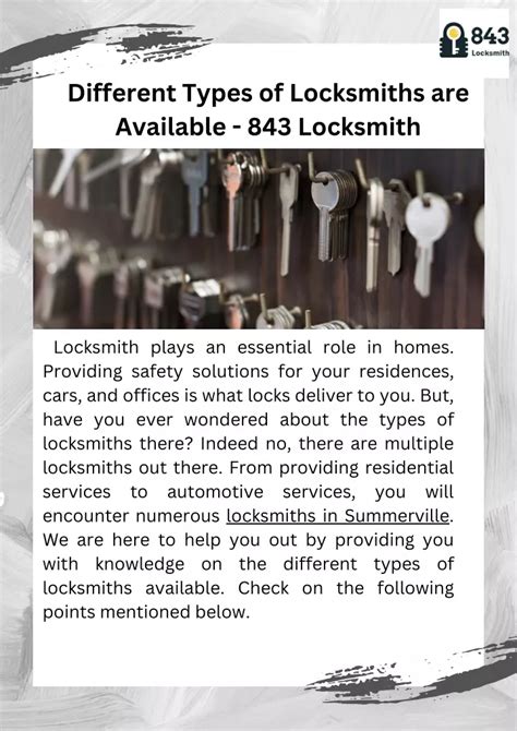 Ppt Different Types Of Locksmiths Are Available 843 Locksmith