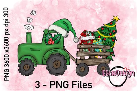 Green Christmas Tractor Png Farm Tractor Graphic By Bbowdesign