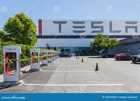 Superchargers at Tesla Motors Factory. Editorial Image - Image of ...