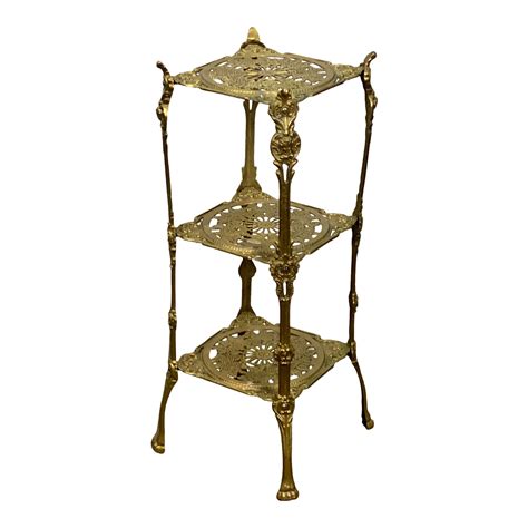 Vintage Three Tier Hollywood Regency Style Brass Plant Stand Chairish