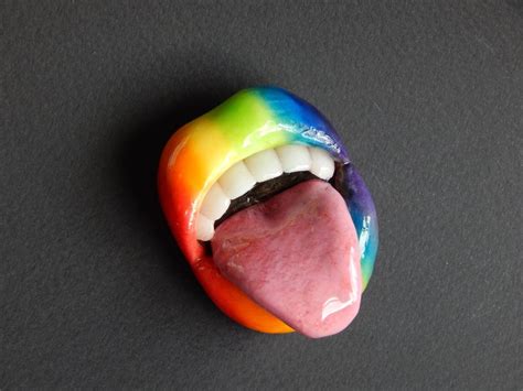 Gay Pride Pin Rainbow Lips Pin Colorful Lips Brooch Gay Pride Etsy