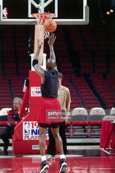 Michael Jordan #23 of the Chicago Bulls shoots a free throw during ...