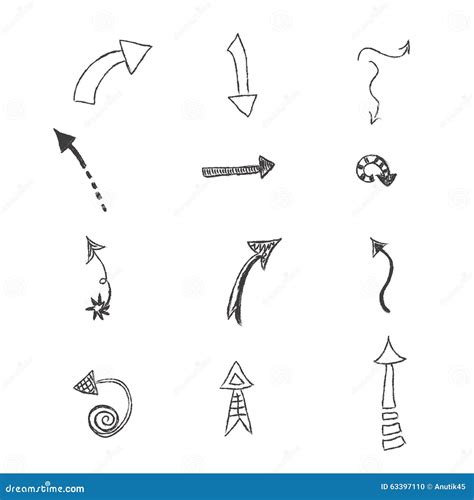 Vector Set Hand Drawn Arrows Illustration Stock Vector