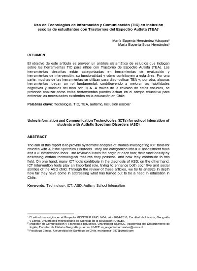 Uso de Tecnologías de Información y Comunicación TIC en inclusión