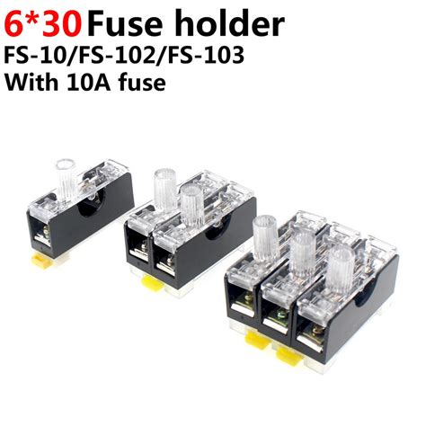 Glass Fuse Holder FS 101 With 10A Fuse 6X30mm 220V Glass Fuse Bracket