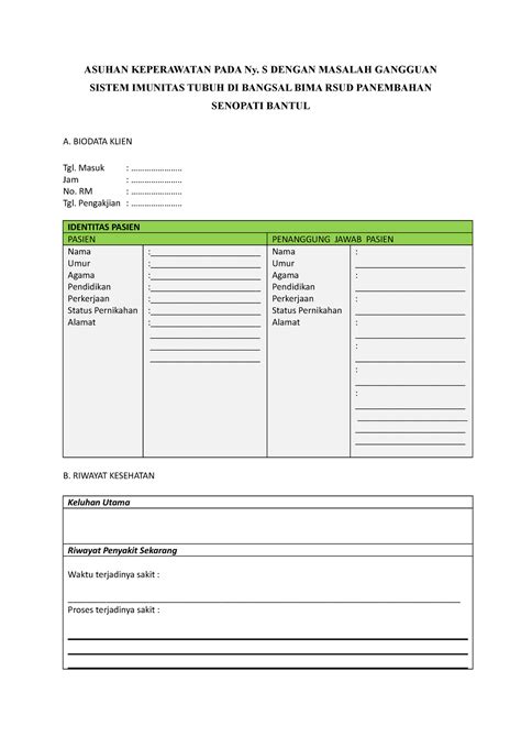 Format Askep 1 Balaaasaass ASUHAN KEPERAWATAN PADA Ny S DENGAN