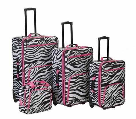 Rockland Luggage 4 Piece Luggage Set Pink Zebra One Size Brickseek