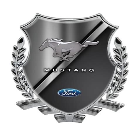 Ford Mustang Trunk Emblem Badge Silver Diagonal Plate Effect Classic