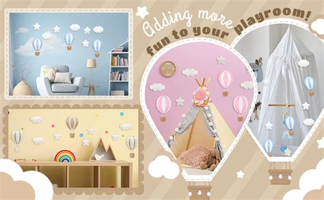 Amazon Poen Pcs Star Hot Air Balloon And Cloud Nursery Decor Western Wall Decor For