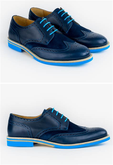 Mens Blue Leather Wingtip Dress Shoes Dress Shoes Men Leather Shoes Men Leather Dress Shoes