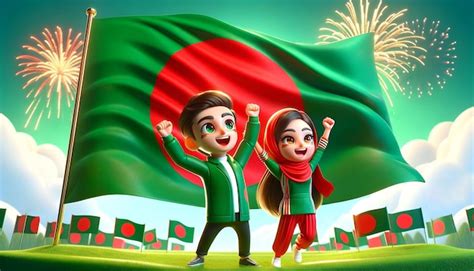 3d illustration of characters celebrating bangladesh independence day ...