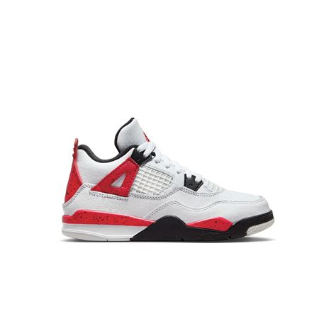 jordan little kids jordan 4 retro white fire red black neutral grey