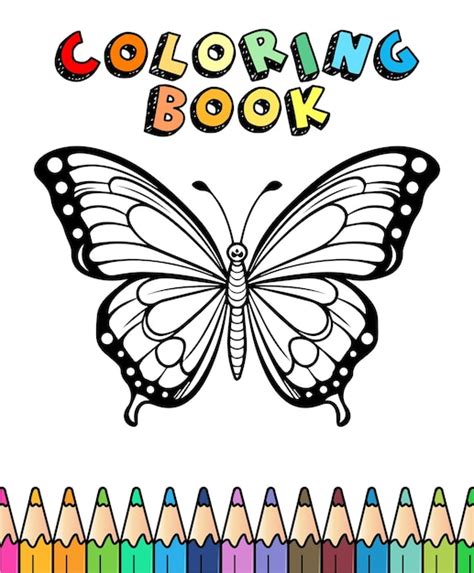 Livre De Coloriage Pour Les Enfants Avec Un Papillon Et Le Livre De